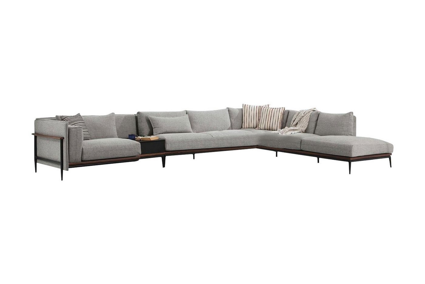 JVmoebel Ecksofa Ecksofa L-Form Sofa Grau Modern Stoff Design Wohnzimmer Polyester XXL, 4 Teile, Made in Europa von JVmoebel