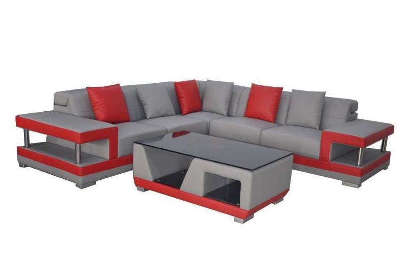 JVmoebel Ecksofa Ecksofa L-Form aus Leder in Grau – Stilvolle Wohnlandschaft, Made in Europa von JVmoebel