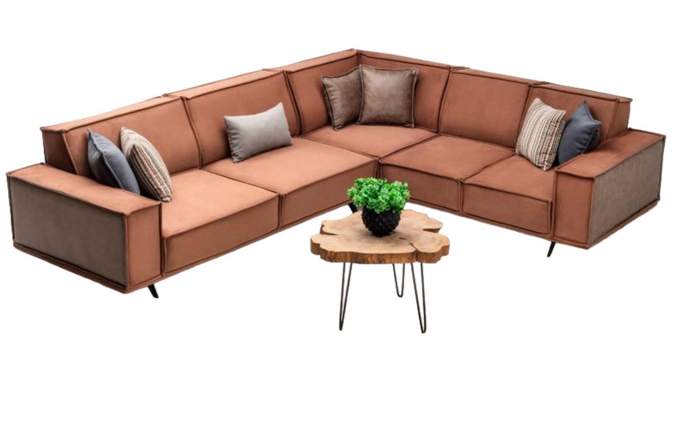 JVmoebel Ecksofa Ecksofa L form Polstersofa Stoffsofa Couch Braun Sofa Moderne Stoff, 1 Teile, Made in Europa von JVmoebel