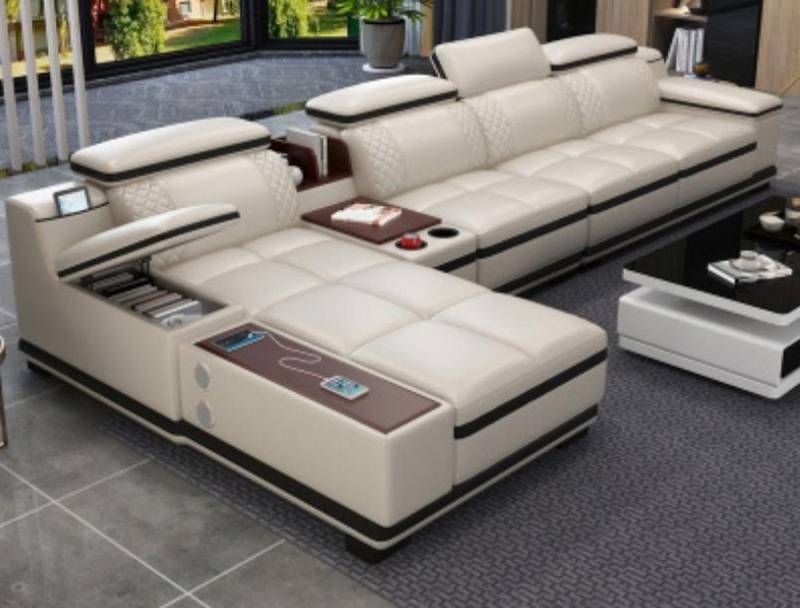 JVmoebel Ecksofa Ecksofa L-form in Weiß - Polstersitz Couch Wohnlandschaft, Made in Europa von JVmoebel