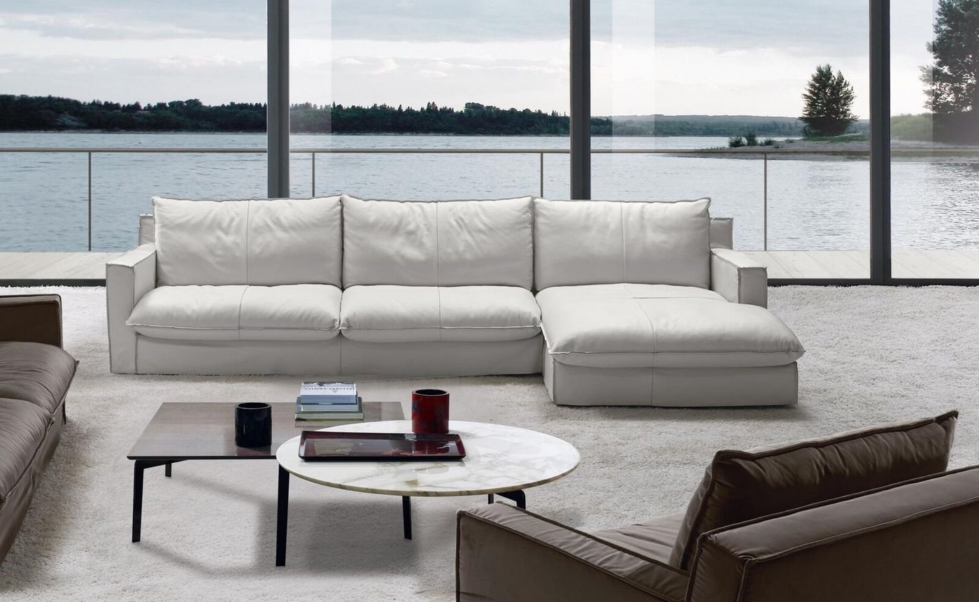 JVmoebel Ecksofa Ecksofa Leder L-Form Couch Eck Luxus Design Polster Weiß Wohnzimmer von JVmoebel