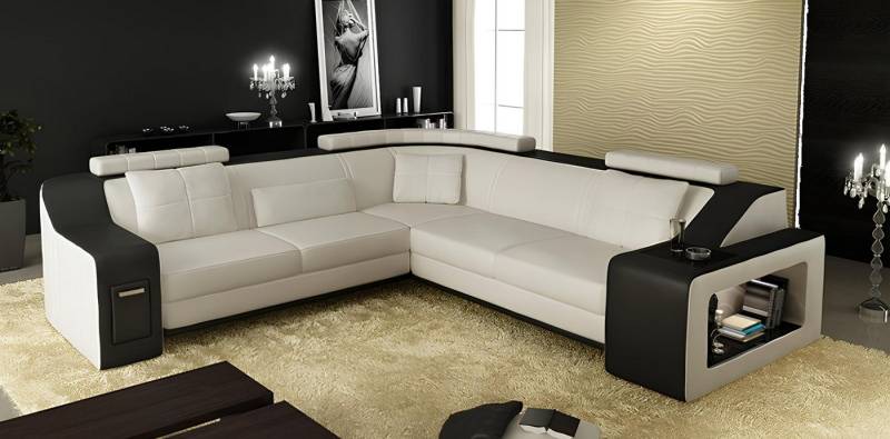 JVmoebel Ecksofa Leder Textil Sofa Couch USB Polster Wohnlandschaft L Garnitur modern, Made in Europa von JVmoebel
