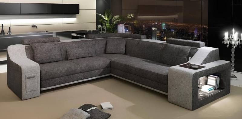 JVmoebel Ecksofa Leder Textil Sofa mit USB Polster Wohnlandschaft Eckgarnitur, Made in Europa von JVmoebel