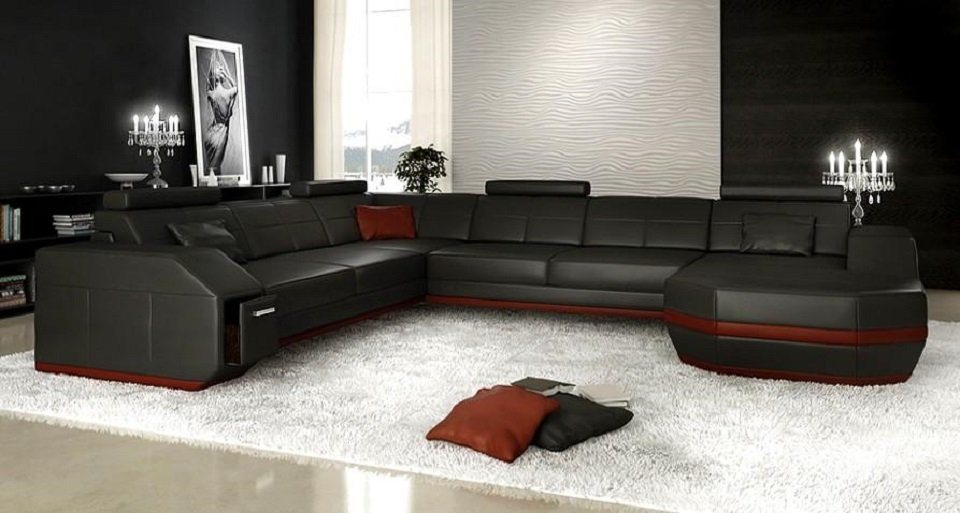 JVmoebel Ecksofa Ecksofa Ledersofa Big xxl U Form Wohnlandschaft Sofa Couch Ecke, Made in Europe von JVmoebel