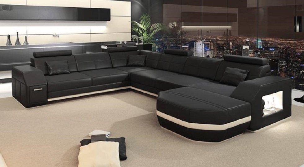 JVmoebel Ecksofa Ecksofa Ledersofa Big xxl U Form Wohnlandschaft Sofa Couch Ecke, Made in Europe von JVmoebel
