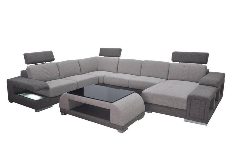 JVmoebel Ecksofa Ecksofa Moderne Textil Garnitur Grau mit USB Anschlüssen, Made in Europa von JVmoebel