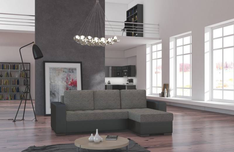 JVmoebel Ecksofa Ecksofa Polstersitz Schlafcouch Bettsofa in Grau, Made in Europa von JVmoebel