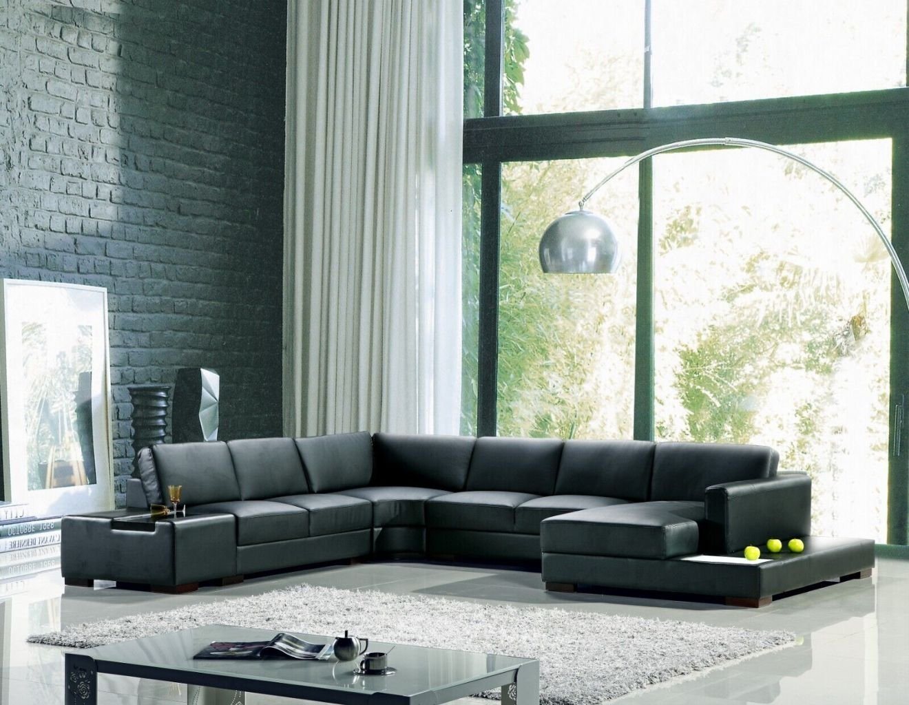 JVmoebel Ecksofa Ecksofa Schwarz U-Form Luxus Stil Modern Wohnzimmer Sofa SOFORT, 1 Teile, Made in Europa von JVmoebel