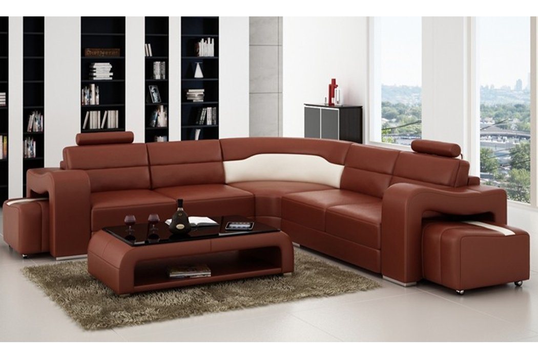 JVmoebel Ecksofa Ecksofa Sofa Couch Polster Wohnlandschaft Leder Eck Sofa, Made in Europe von JVmoebel