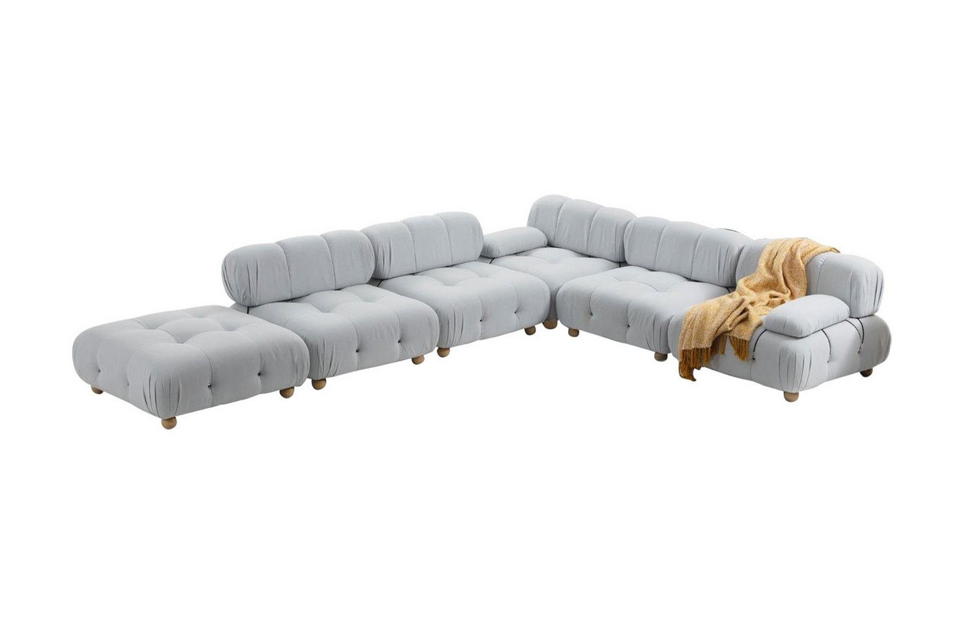 JVmoebel Ecksofa Ecksofa Sofa Stoff Wohnzimmer Sofas Eck Grau Modern Polyester Design, 6 Teile, Made in Europa von JVmoebel