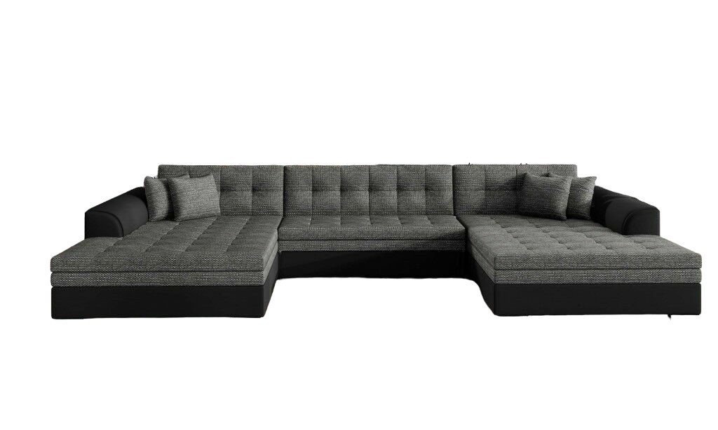 JVmoebel Ecksofa Ecksofa Sofa Wohnlandschaft Couch U Form Textil Stoff Grau Sofort, 3 Teile, Made in Europa von JVmoebel