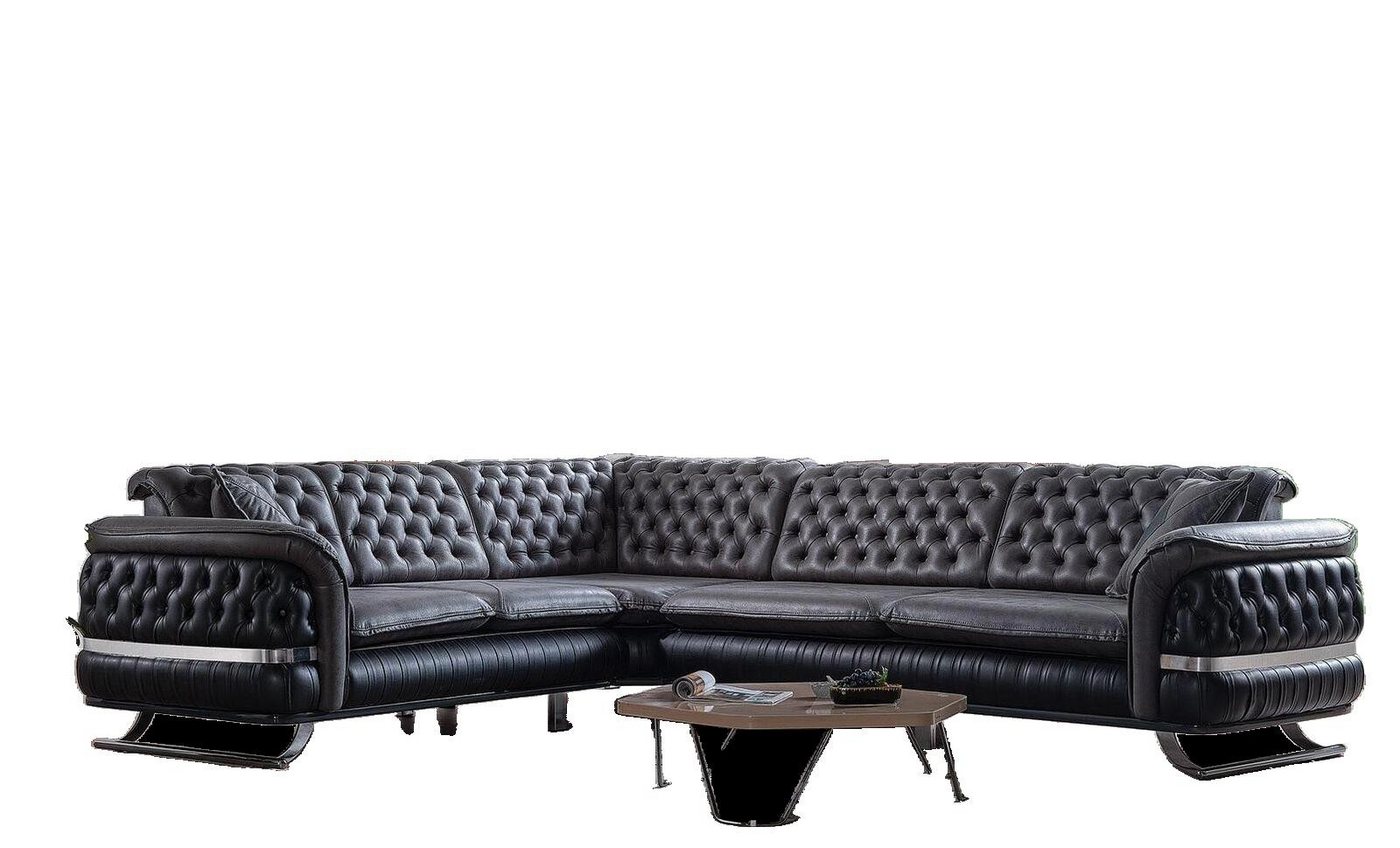 JVmoebel Ecksofa Ecksofa Wohnlandschaft Farbe Schwarz U Form XXL Sofa Neu Chesterfield, 1 Teile, Made in Europa von JVmoebel