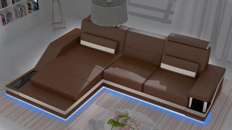 JVmoebel Ecksofa Wohnlandschaft Sofa +USB Eck Garnitur Leder Textil Stoff Möbel, 1 Teile, Made in Europa von JVmoebel