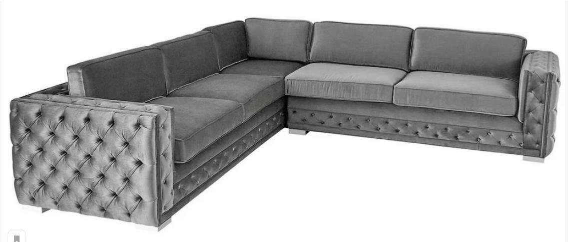 JVmoebel Ecksofa Ecksofa Wohnlandschaft Taupe Couch Eckgarnitur Polster Samt Stoff, Made in Europe von JVmoebel