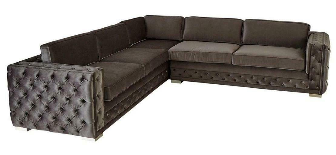 JVmoebel Ecksofa Ecksofa Wohnlandschaft Taupe Couch Eckgarnitur Polster Samt Stoff, Made in Europe von JVmoebel