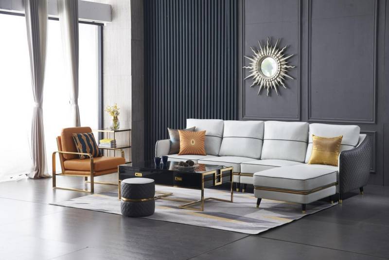 JVmoebel Ecksofa Ecksofa in L-Form mit Couchtisch und Polsterhocker, Made in Europa JVmoebel Ecksofa Ecksofa in L-Form mit Couchtisch und Polsterhocker, Made in Europa von JVmoebel