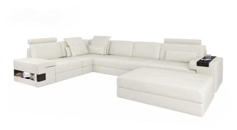 JVmoebel Ecksofa Ecksofa mit Hocker in Weiß – Polster Wohnlandschaft, Made in Europa von JVmoebel