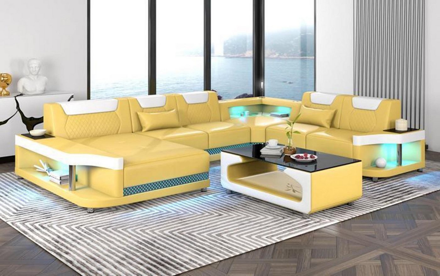 JVmoebel Ecksofa Ecksofas U Form Modernes Polster Wohnzimmer Möbel Ecksofa, Made in Europe von JVmoebel