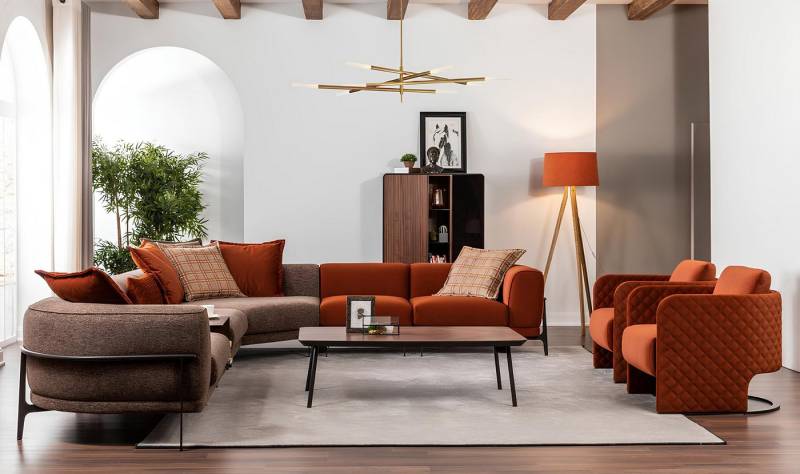 JVmoebel Ecksofa Elegantes L-Form Sofa aus Stoff mit Edelstahl für Wohnzimmer, Made in Europa von JVmoebel