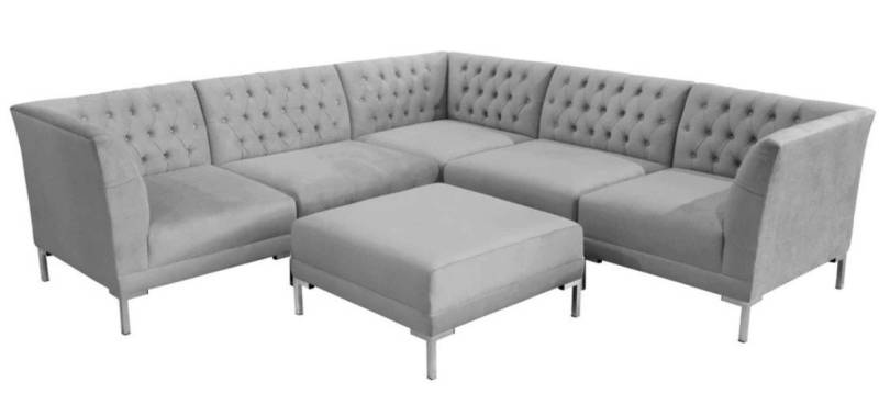 JVmoebel Ecksofa Grau Chesterfield Sofa Hocker Möbelstoff Big Textil Grau, Made in Europa JVmoebel Ecksofa Grau Chesterfield Sofa Hocker Möbelstoff Big Textil Grau, Made in Europa von JVmoebel