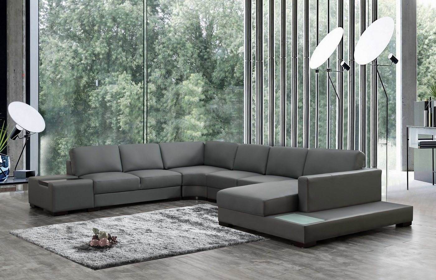 JVmoebel Ecksofa Grau Ecksofa U-Form Luxus Stil Modern Wohnzimmer Sofa SOFORT, 1 Teile, Made in Europa von JVmoebel