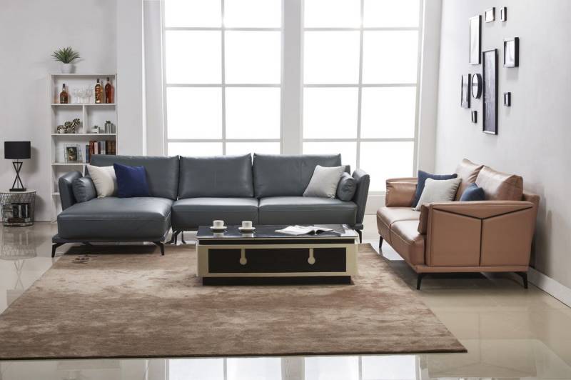 JVmoebel Ecksofa Grau L-Form Polstercouch mit Hocker – Wohnlandschaft Sofa Set, Made in Europa von JVmoebel
