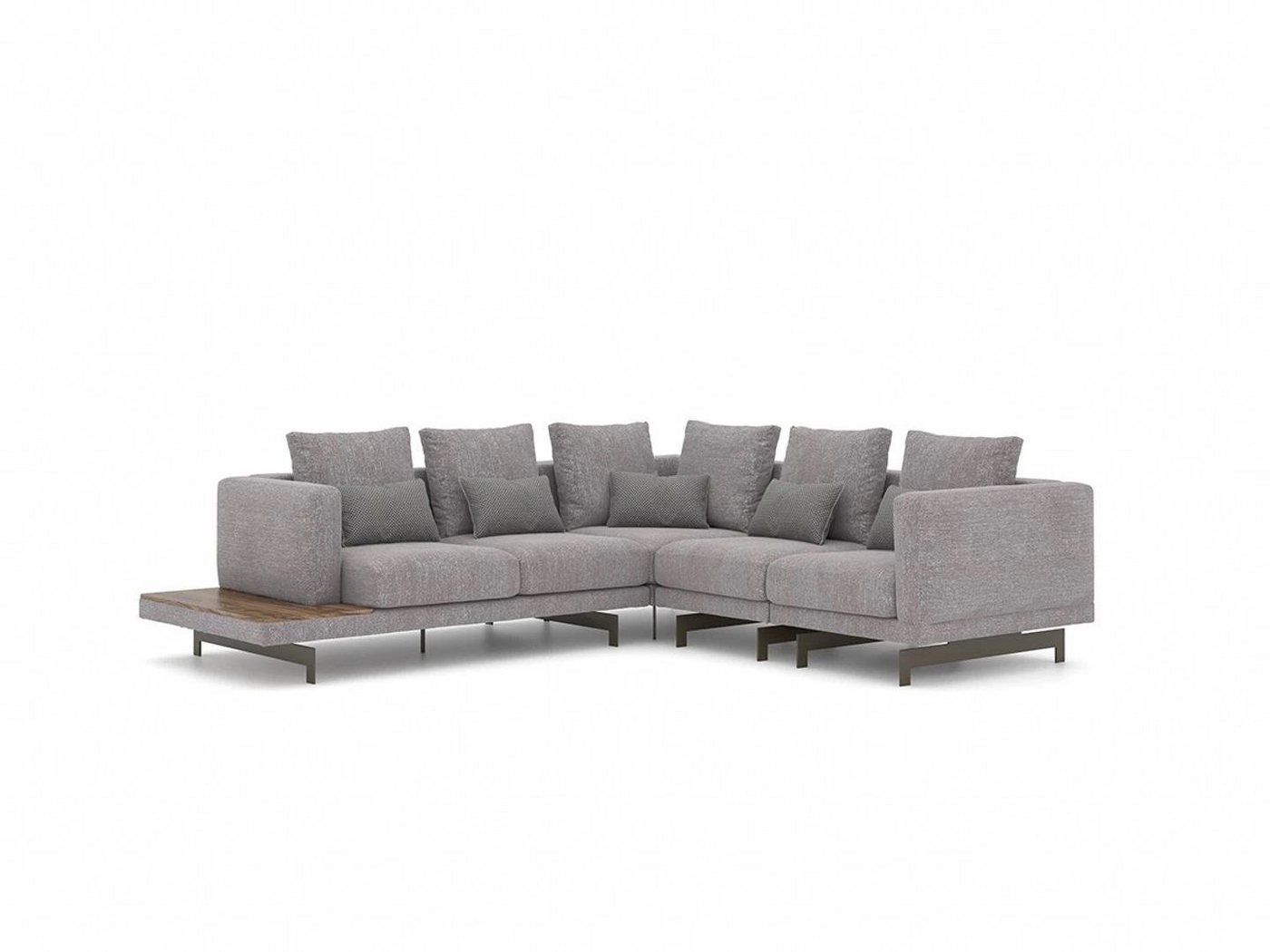 JVmoebel Ecksofa Grau Sofa L-Form Designer Ecksofa Textil Luxus Wohnzimmer Einrichtung, 4 Teile, Made in Europa von JVmoebel