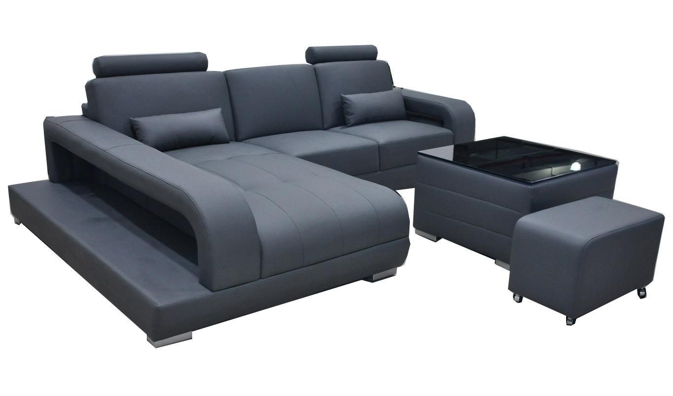JVmoebel Ecksofa Grau Sofa L-Form mit Lederbezug und Tisch, XXL Wohnlandschaft, Made in Europa JVmoebel Ecksofa Grau Sofa L-Form mit Lederbezug und Tisch, XXL Wohnlandschaft, Made in Europa von JVmoebel
