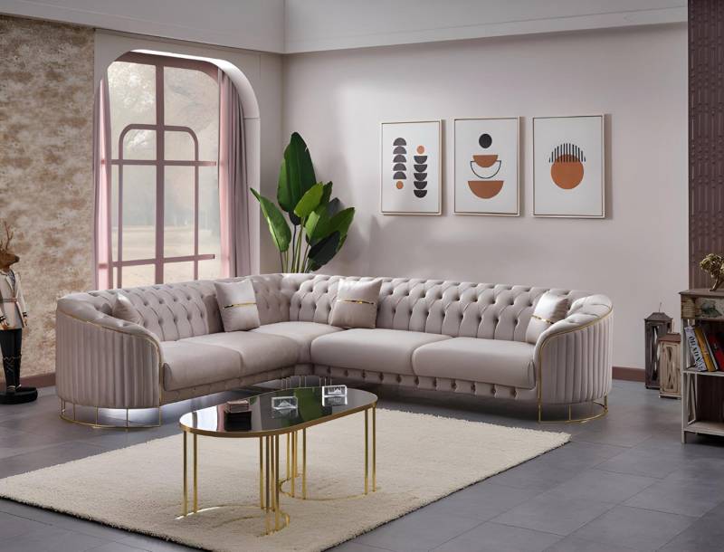 JVmoebel Ecksofa Grau Stoff L Form Sofa Couch Textil Design Modern Polster Möbel, Made in Europa von JVmoebel