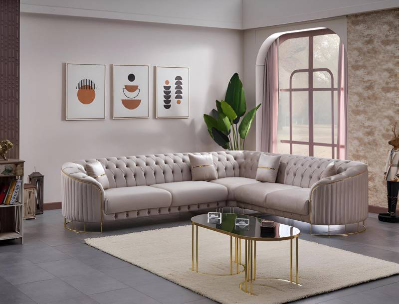 JVmoebel Ecksofa Grau Stoff L Form Sofa Couch Textil Design Modern Polster Möbel, Made in Europa von JVmoebel
