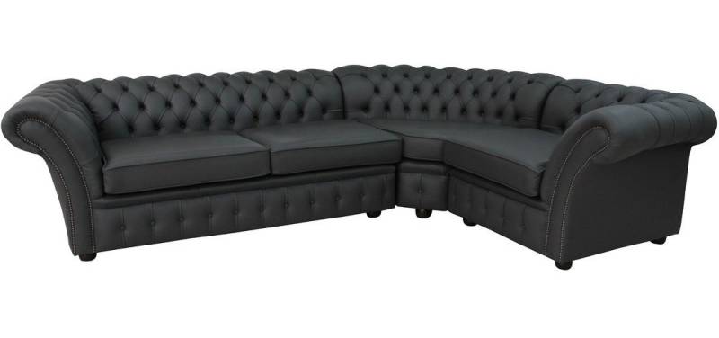 JVmoebel Ecksofa Graue Chesterfield Couch 245x175cm Maßfertigung Ledersofa Sofa Couchen, Made in Europa von JVmoebel