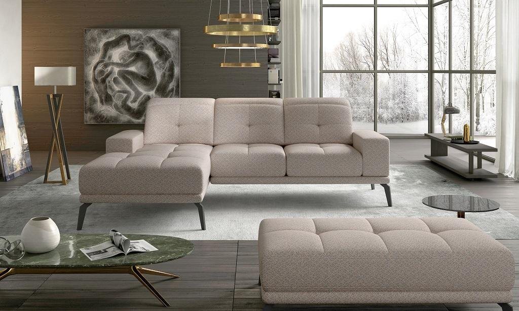 JVmoebel Ecksofa Graues Ecksofa L-Form Stoff Sitz Garnitur Designer Wohnlandschaft, Made in Europe von JVmoebel