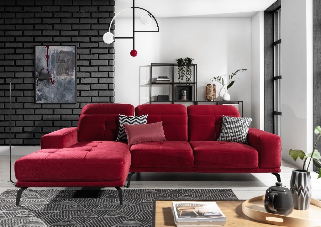 JVmoebel Ecksofa Graues Ecksofa L-Form Stoff Sitz Garnitur Designer Wohnlandschaft, Made in Europe von JVmoebel