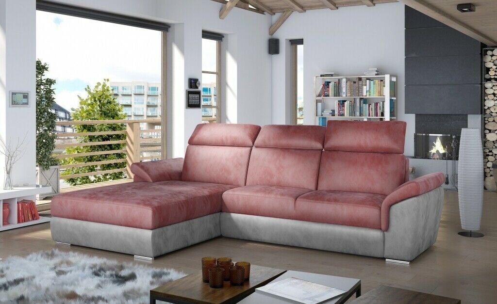 JVmoebel Ecksofa Graues L-Form Sofa Mit Bettfunktion Luxus Designer Ecksofa Eckcouch, Made in Europe von JVmoebel