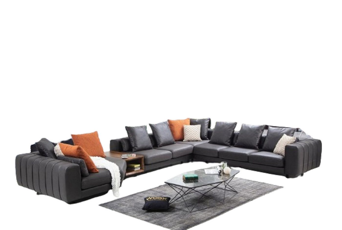 JVmoebel Ecksofa Große Wohnlandschaft Sofa Ecksofa U form Polstersofa Grau Stoffsofa, Wohnlandschaft 5 Teile, Made in Europa von JVmoebel