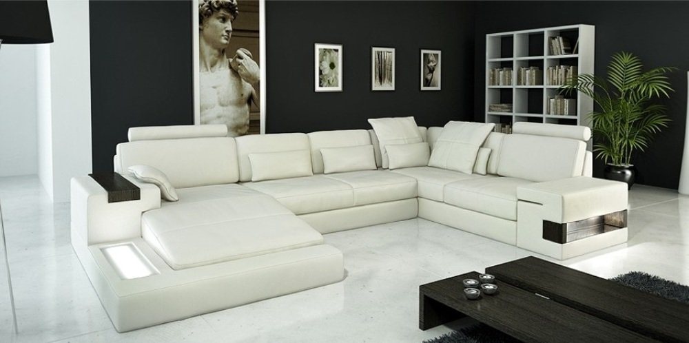 JVmoebel Ecksofa Großes Sofa Wohnlandschaft Ledersofa Polster Sitz Ecke Couch Sofas, Made in Europe von JVmoebel