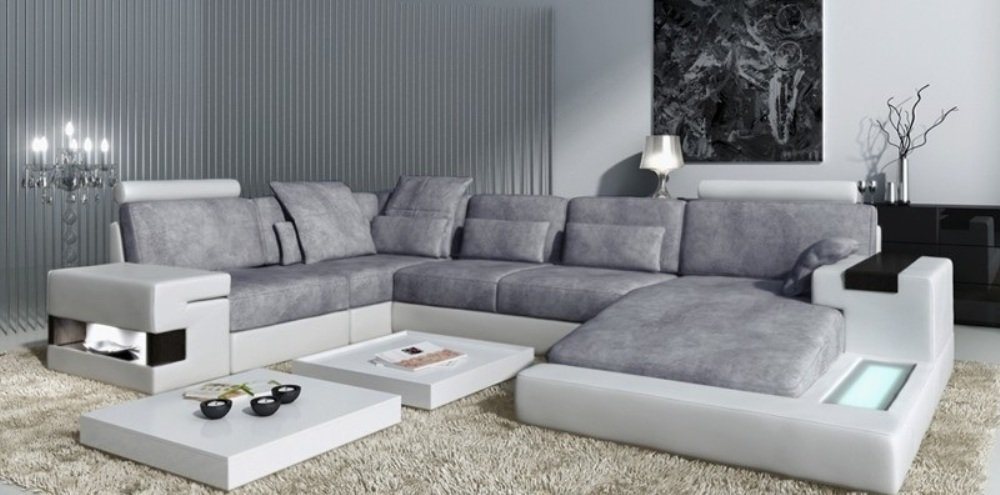 JVmoebel Ecksofa Großes Sofa Wohnlandschaft Ledersofa Polster Sitz Ecke Couch Sofas, Made in Europe von JVmoebel