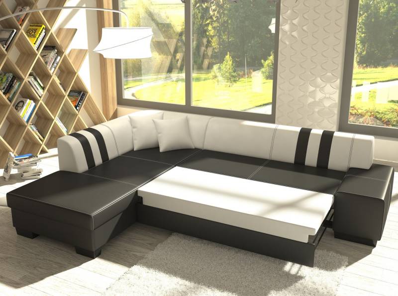 JVmoebel Ecksofa Klassisches Schlafsofa in Schwarz mit Bettfunktion und Textilbezug, Made in Europa JVmoebel Ecksofa Klassisches Schlafsofa in Schwarz mit Bettfunktion und Textilbezug, Made in Europa von JVmoebel
