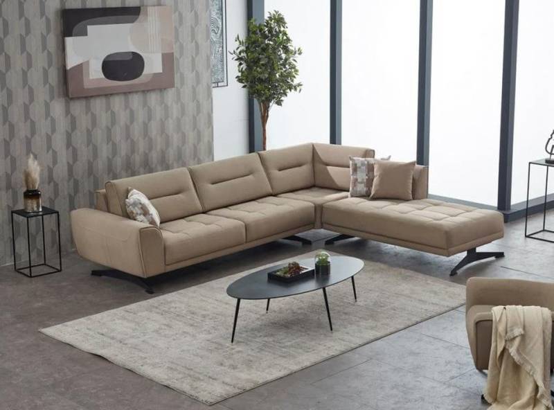 JVmoebel Ecksofa L Form Sofa Polstersofa Stoffsofa Beige Couch Moderne Eckmöbel, Made in Europa von JVmoebel