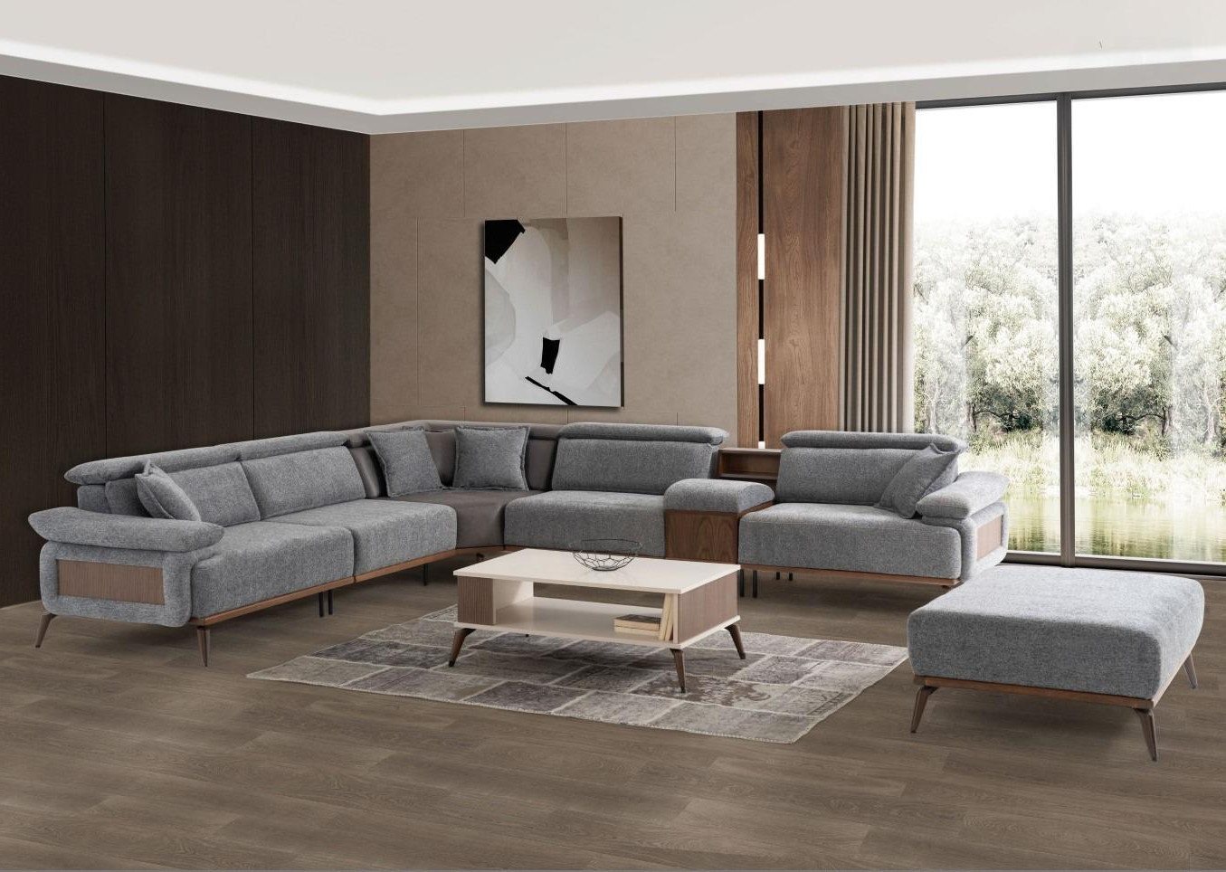 JVmoebel Ecksofa L form Stoffsofa Polstersofa Couch Grau Moderne Design 6 Teile, 6 Teile, Made in Europa JVmoebel Ecksofa L form Stoffsofa Polstersofa Couch Grau Moderne Design 6 Teile, 6 Teile, Made in Europa von JVmoebel