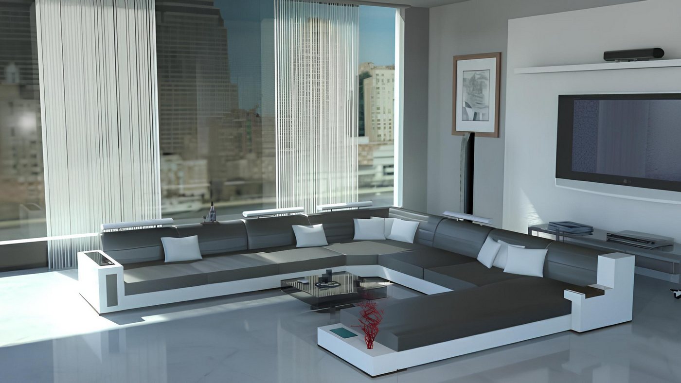 JVmoebel Ecksofa LEDER SOFA GARNITUR ECKSOFA LEDERCOUCH WOHNLANDSCHAFT MODERN, Made in Europa von JVmoebel