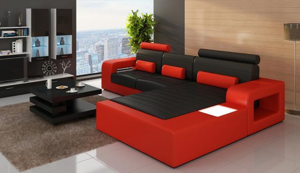 JVmoebel Ecksofa LEDER SOFA GARNITUR ECKSOFA mit USB ECKCOUCH GARNITUR LEDERCOUCH, Made in Europa von JVmoebel
