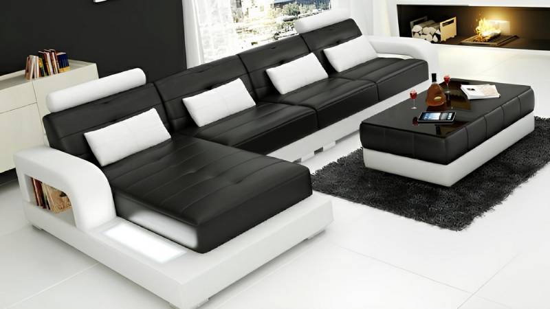 JVmoebel Ecksofa LEDERSOFA SOFA USB ECKSOFA SOFAGARNITUR DESIGN COUCH WOHNLANDSCHAFT, Made in Europa von JVmoebel
