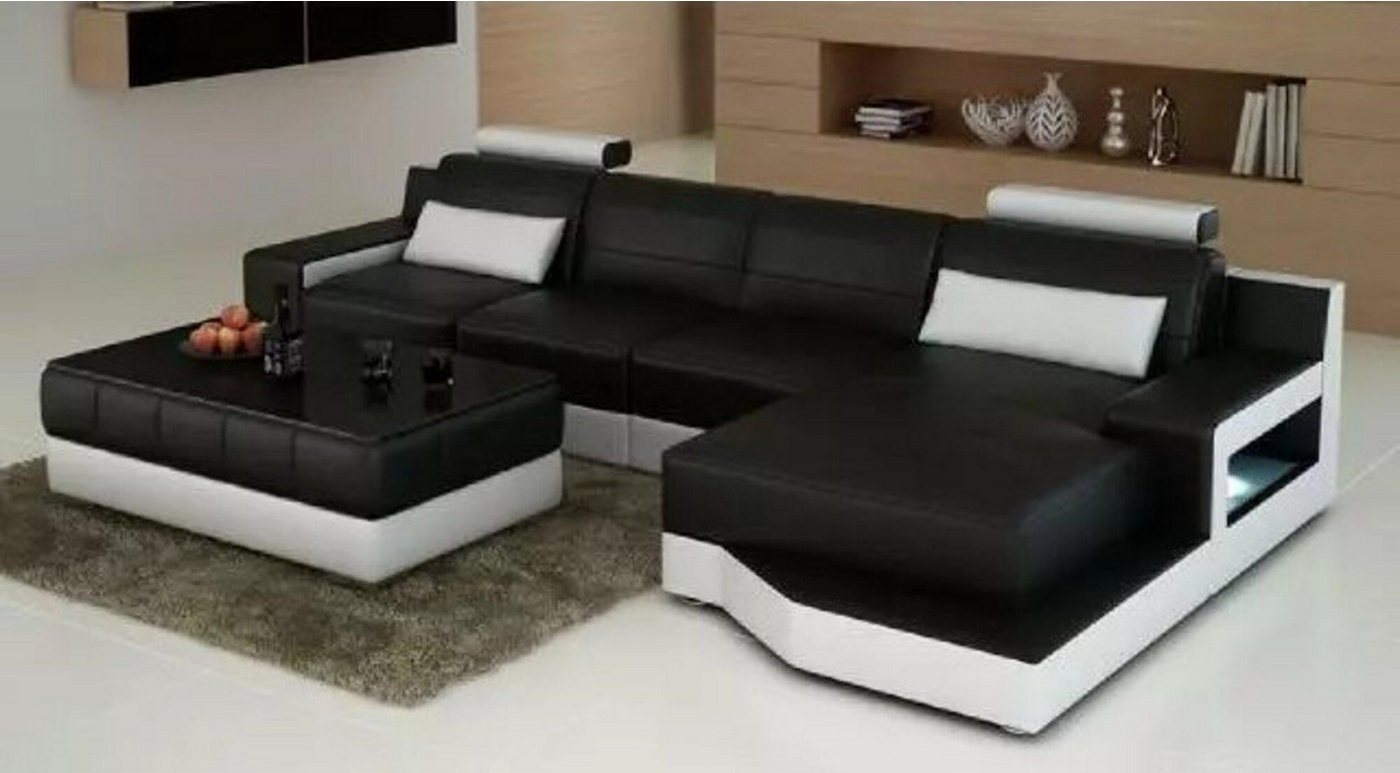 JVmoebel Ecksofa LEDERSOFA SOFA USB WOHNLANDSCHAFT BETTFUNKTION NEU ECKSOFA Neu, Made in Europa von JVmoebel