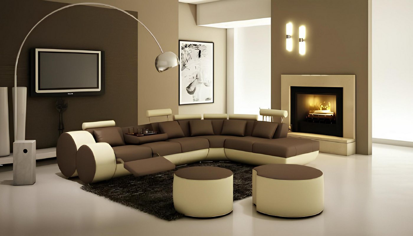 JVmoebel Ecksofa LEDERSOFA SOFA XXL WOHNLANDSCHAFT ECKSOFA mit USB NEW LEDERCOUCH, Made in Europa von JVmoebel