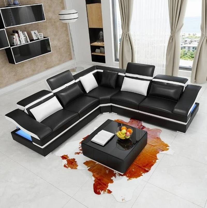 JVmoebel Ecksofa LForm Couchtisch Ecke Leder Garnitur Tisch Wohnlandschaft L Form 2tlg, Made in Europa von JVmoebel