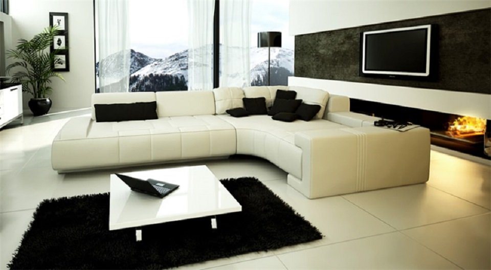JVmoebel Ecksofa Leder Modern Couch Wohnlandschaft Ledersofa Sofa L-Form Rot Ecke von JVmoebel