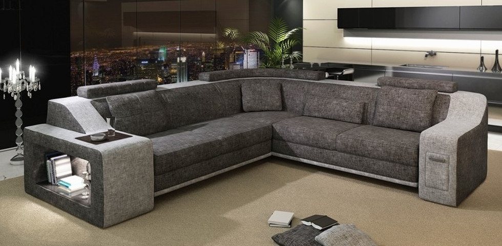 JVmoebel Ecksofa Leder Textil Sofa mit USB Polster Wohnlandschaft Eckgarnitur, Made in Europa von JVmoebel
