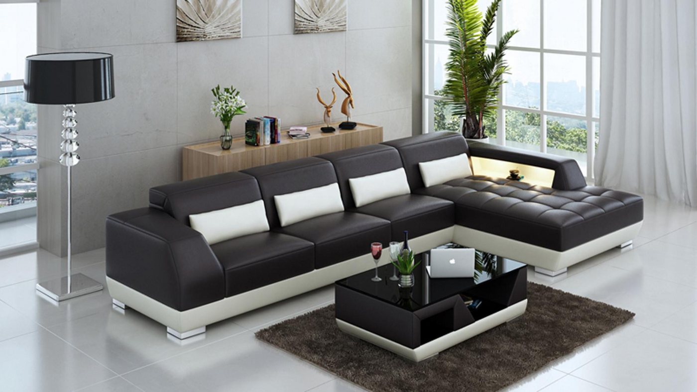 JVmoebel Ecksofa Ledersofa + USB Garnitur Polster L Form Couch Ecksofa Modern, Made in Europa JVmoebel Ecksofa Ledersofa + USB Garnitur Polster L Form Couch Ecksofa Modern, Made in Europa von JVmoebel