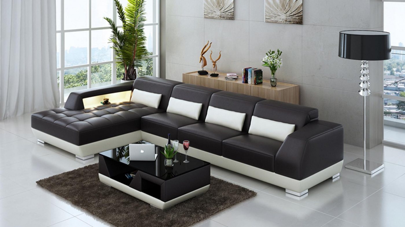 JVmoebel Ecksofa Ledersofa + USB Garnitur Polster L Form Couch Ecksofa Modern, Made in Europa JVmoebel Ecksofa Ledersofa + USB Garnitur Polster L Form Couch Ecksofa Modern, Made in Europa von JVmoebel